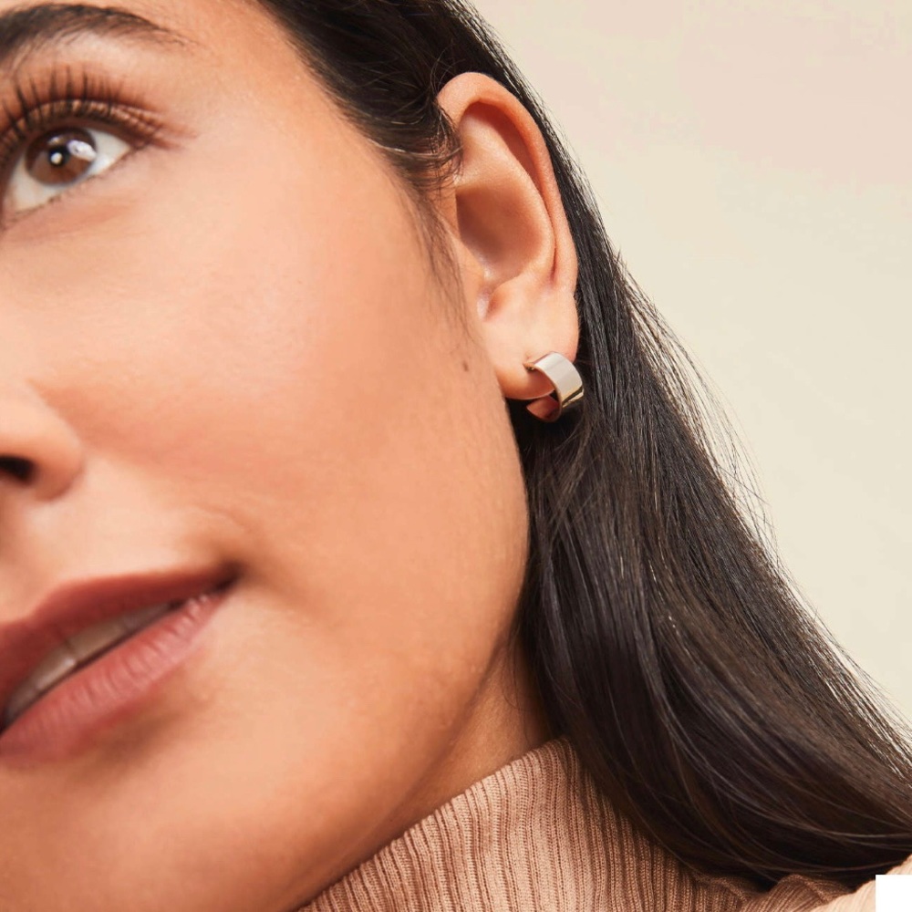 Chunky Vintage Sterling Silver Huggie Hoops